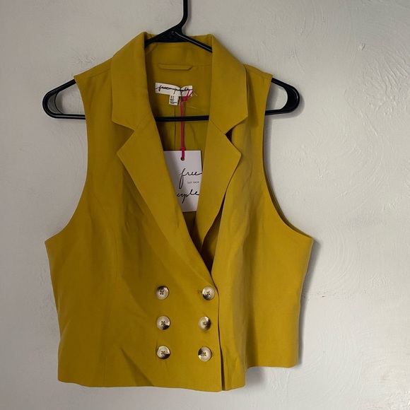 Free People The Suit Shop Gabbie Vest Suit Yellow Size M - Picture 1 of 8